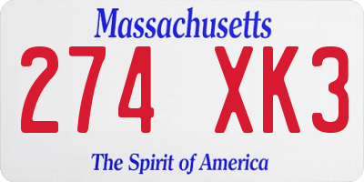 MA license plate 274XK3