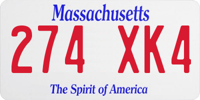 MA license plate 274XK4