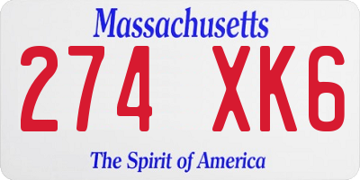 MA license plate 274XK6