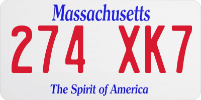 MA license plate 274XK7
