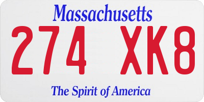 MA license plate 274XK8