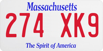 MA license plate 274XK9