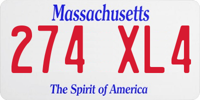 MA license plate 274XL4