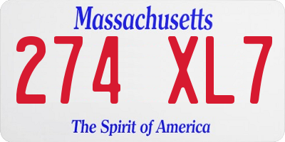 MA license plate 274XL7