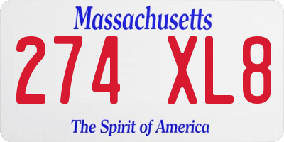 MA license plate 274XL8