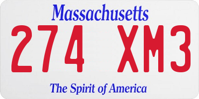MA license plate 274XM3