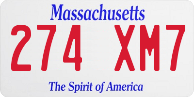 MA license plate 274XM7