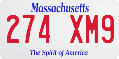 MA license plate 274XM9