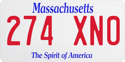 MA license plate 274XN0