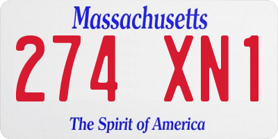 MA license plate 274XN1