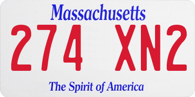 MA license plate 274XN2