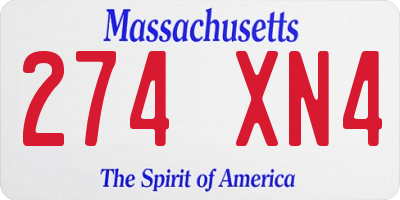 MA license plate 274XN4