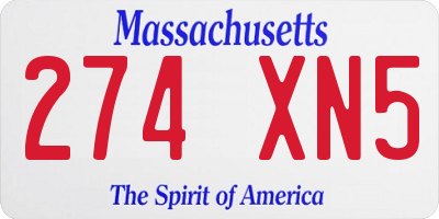 MA license plate 274XN5