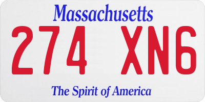 MA license plate 274XN6