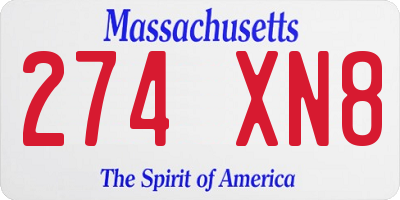 MA license plate 274XN8