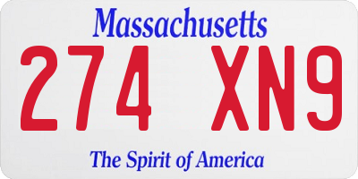 MA license plate 274XN9