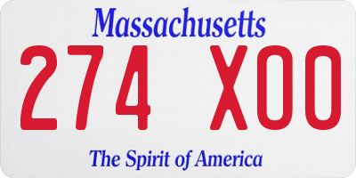 MA license plate 274XO0