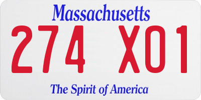 MA license plate 274XO1