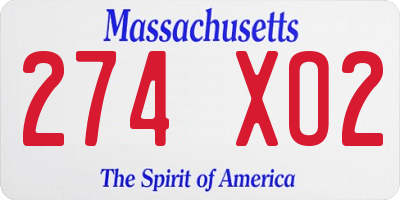 MA license plate 274XO2