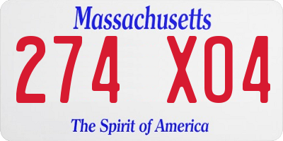 MA license plate 274XO4