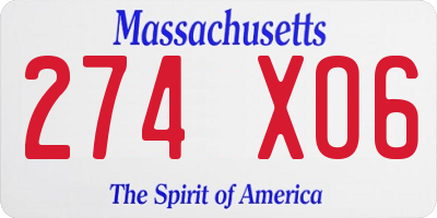 MA license plate 274XO6