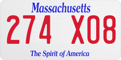 MA license plate 274XO8