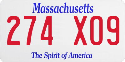 MA license plate 274XO9