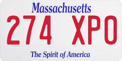 MA license plate 274XP0