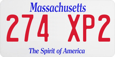 MA license plate 274XP2