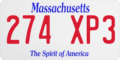MA license plate 274XP3