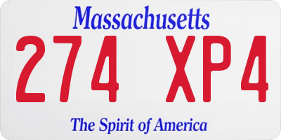 MA license plate 274XP4