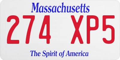 MA license plate 274XP5