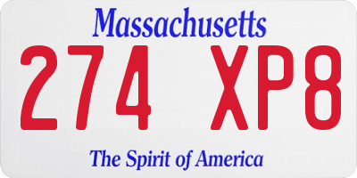 MA license plate 274XP8