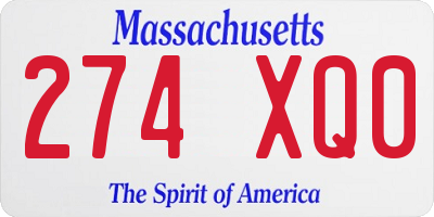 MA license plate 274XQ0