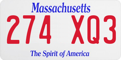 MA license plate 274XQ3