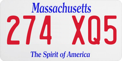 MA license plate 274XQ5
