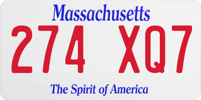 MA license plate 274XQ7
