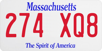 MA license plate 274XQ8