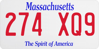 MA license plate 274XQ9