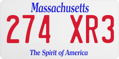 MA license plate 274XR3