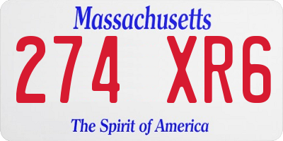 MA license plate 274XR6