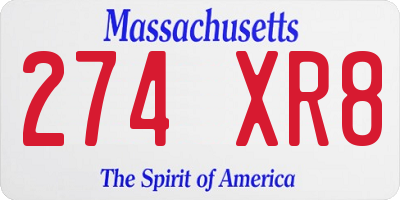 MA license plate 274XR8