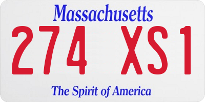 MA license plate 274XS1