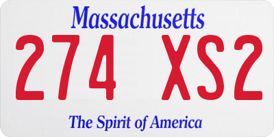 MA license plate 274XS2