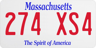 MA license plate 274XS4
