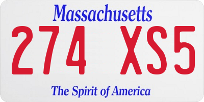 MA license plate 274XS5