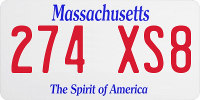 MA license plate 274XS8