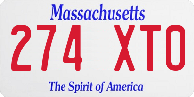 MA license plate 274XT0