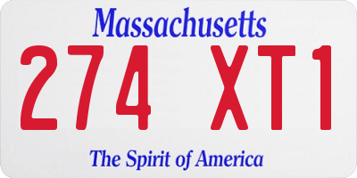 MA license plate 274XT1