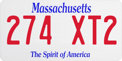 MA license plate 274XT2